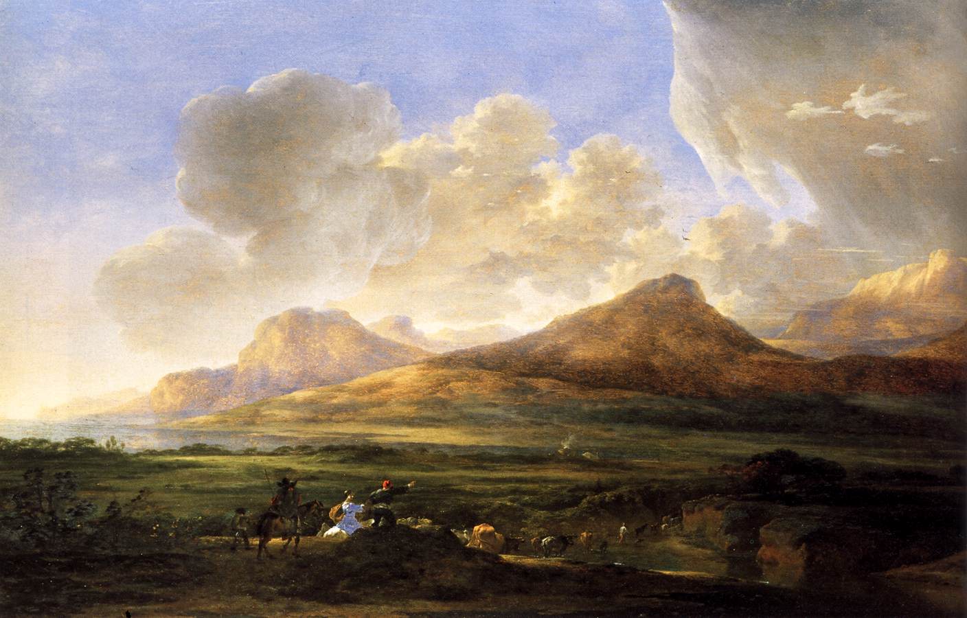 Rive d'une rivière avec des bergers