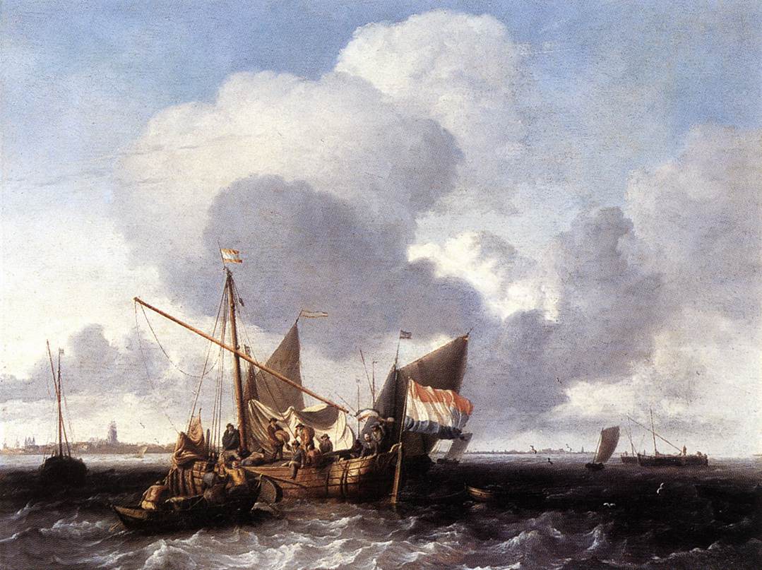Navires sur la Zuiderzee devant le fort de Naarden