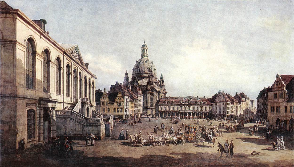 Nouvelle place du marché à Dresde depuis le Jüdenhof
