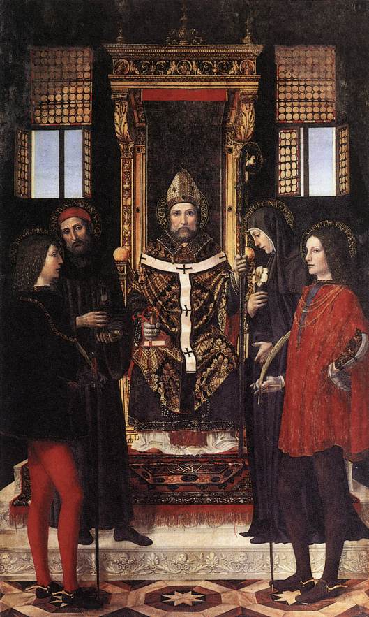 Saint Ambroise avec des saints