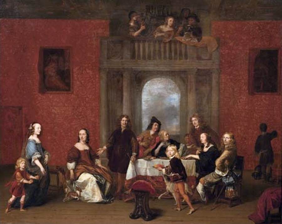 Portrait d'une famille dans un intérieur