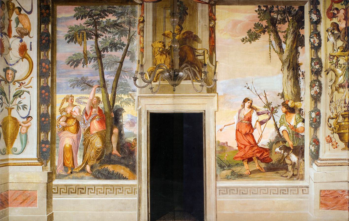 Vue d'un mur du camerino du Pastor Fido
