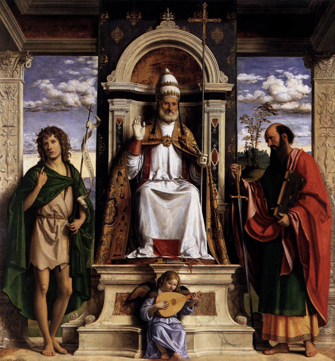 Saint Pierre en majesté avec des saints
