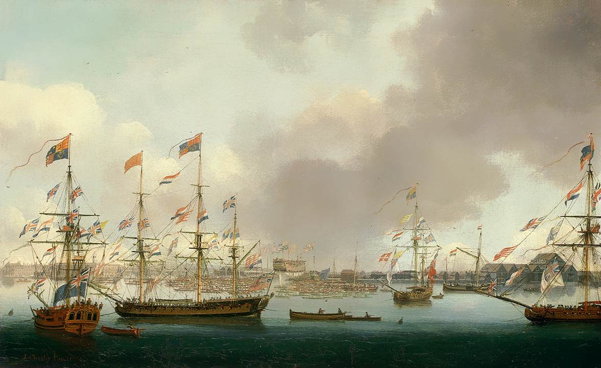 Mise à l'eau du HMS Alexander à Deptford en 1778