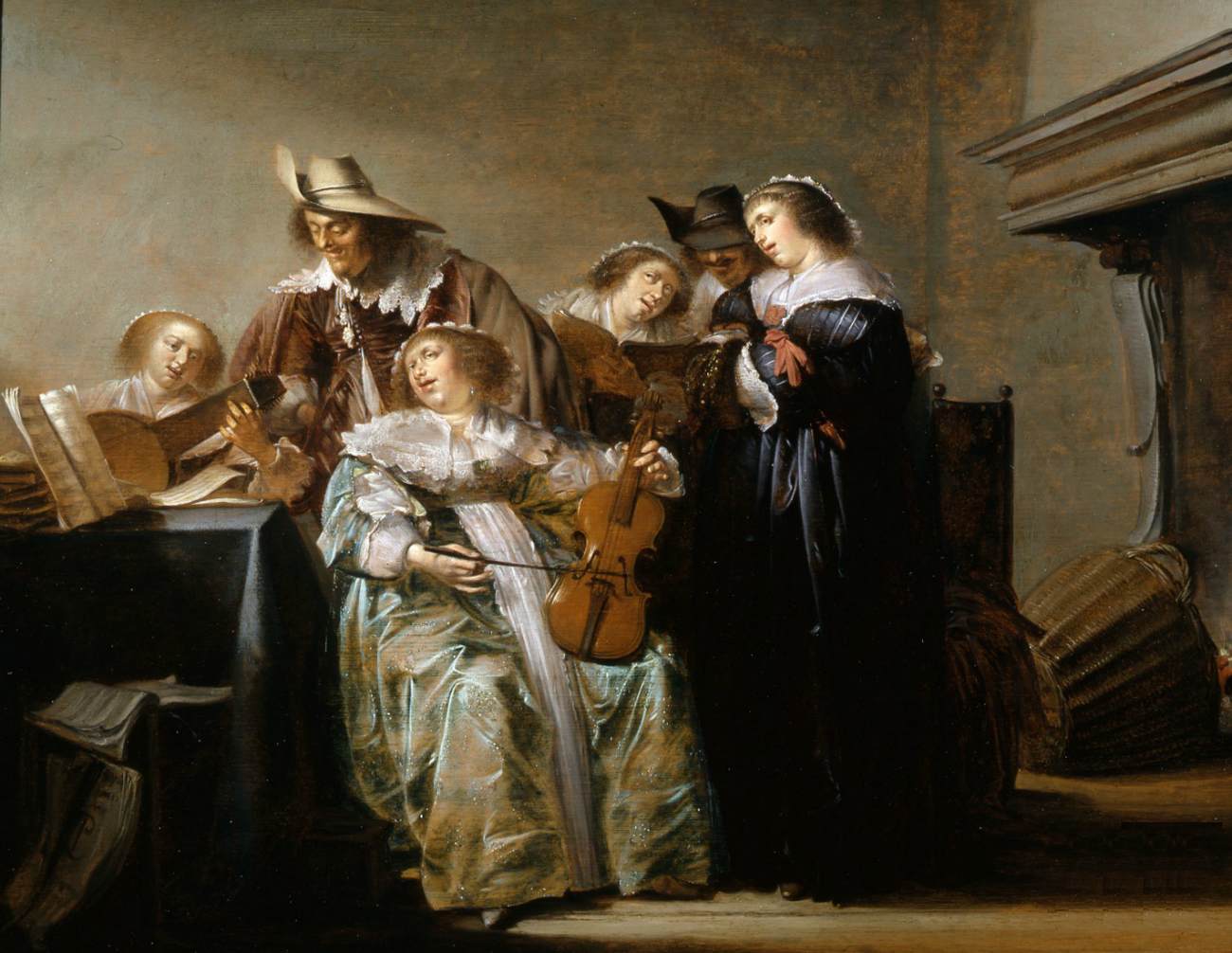 Une joyeuse compagnie dans un intérieur