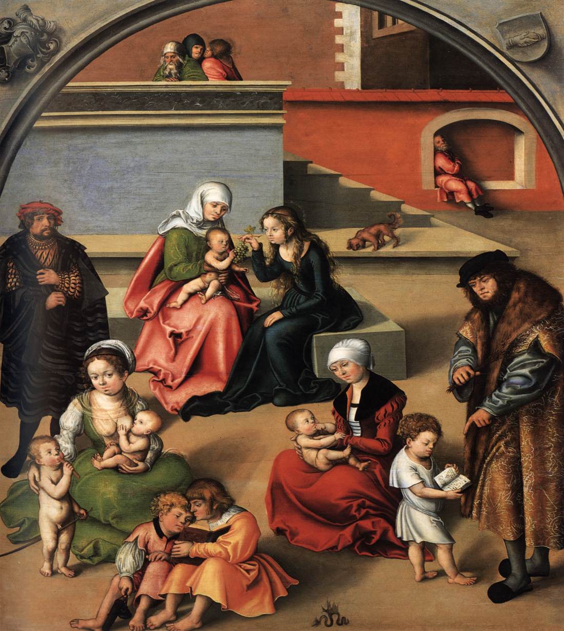 La Sainte Parenté avec un autoportrait
