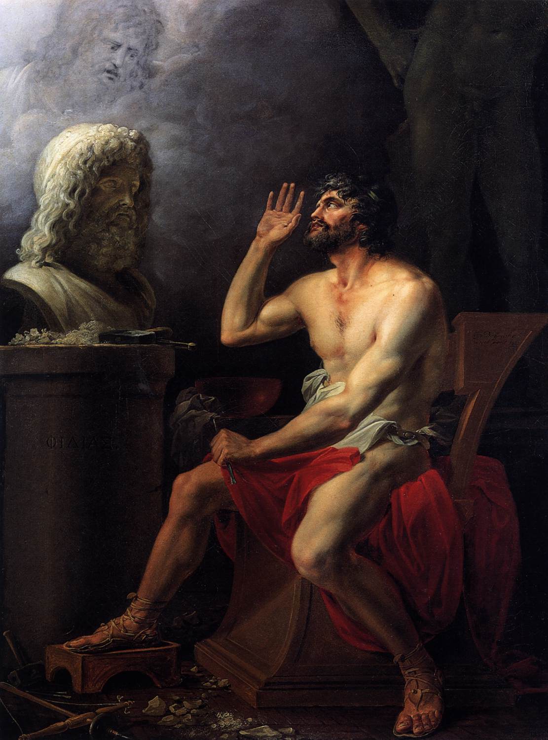 Phidias sculptant le buste de Zeus