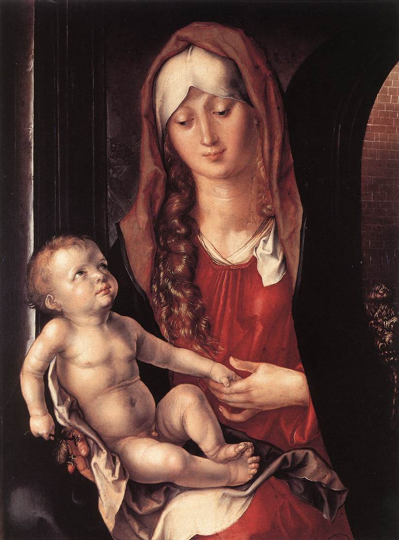Vierge à l'Enfant devant une arcade