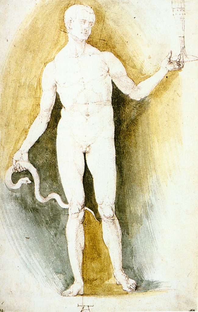 Nu masculin avec un verre et un serpent dit Asclépios