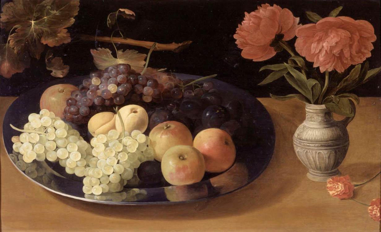Nature morte aux raisins, prunes et pommes