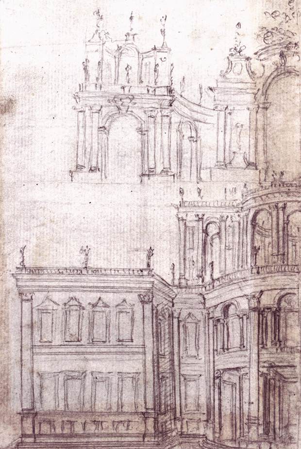 Vue de la façade d'un pavillon de jardin d'agrément