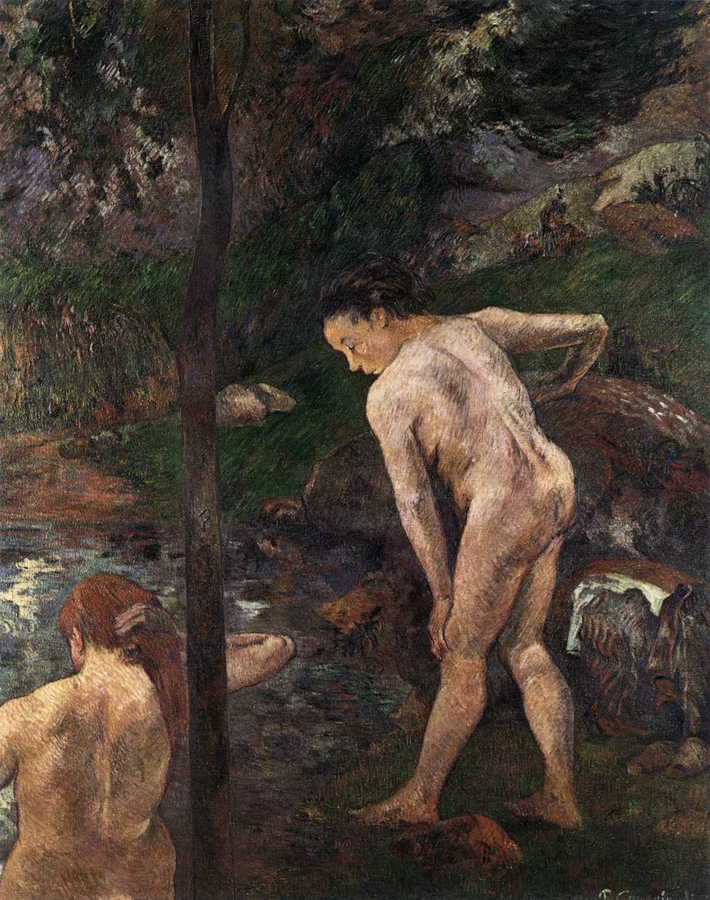 Deux jeunes filles se baignant