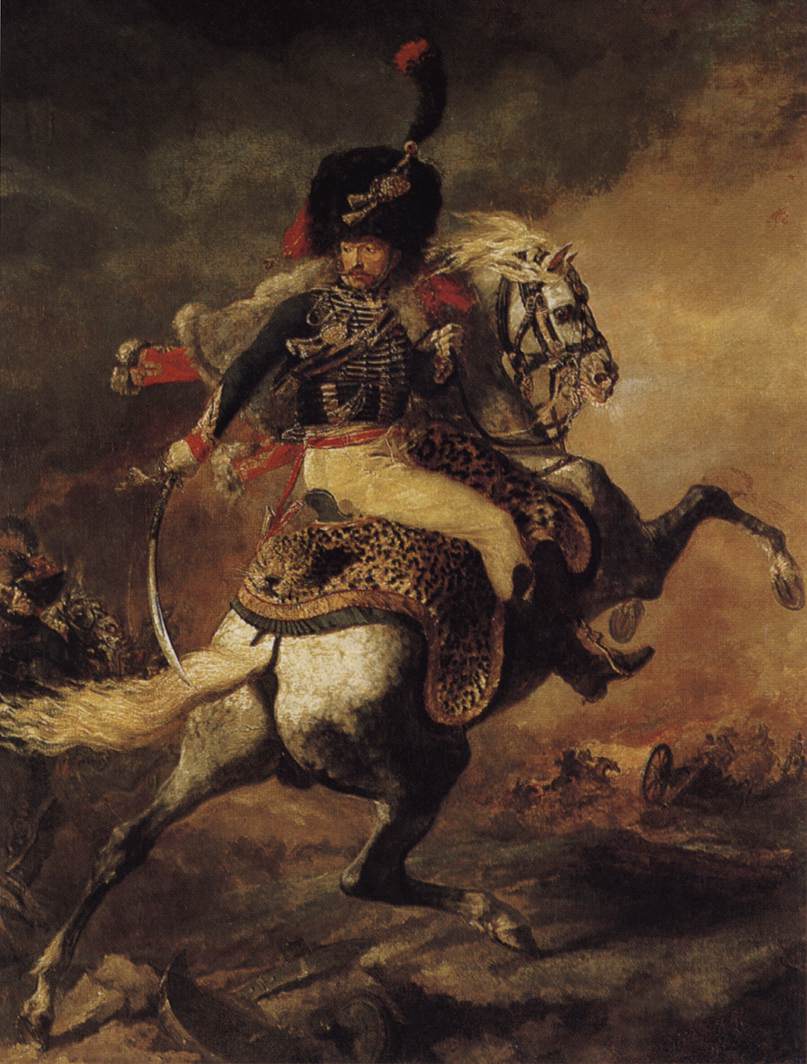 Un officier des chasseurs commandant une charge