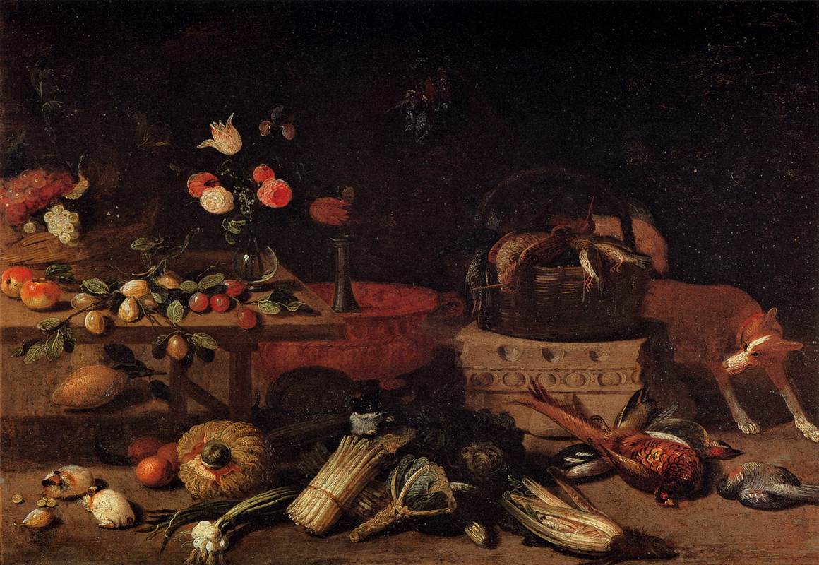 Intérieur d'une cuisine avec un chien