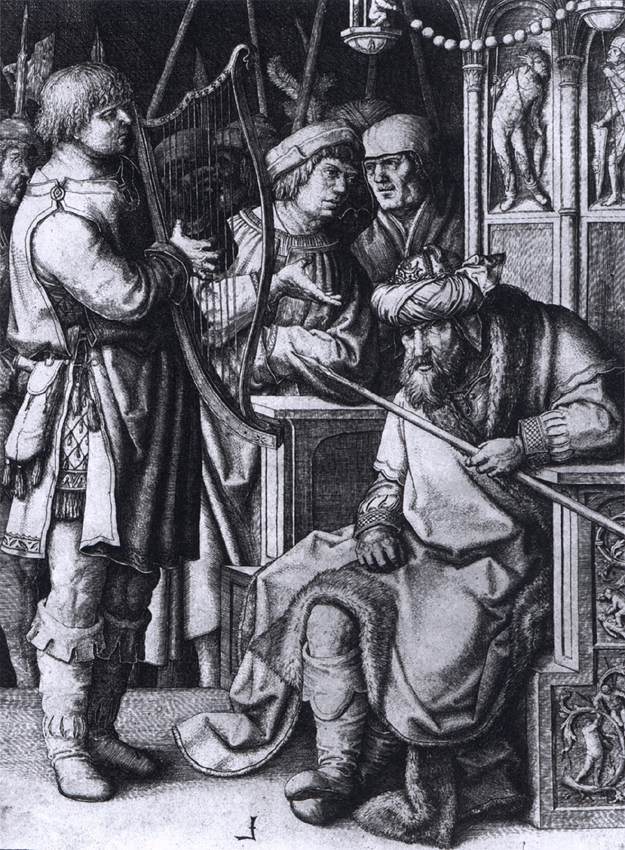 David jouant de la harpe devant Saül