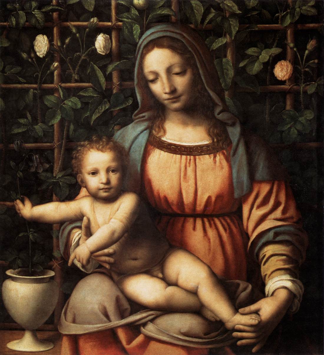 Vierge au jardin de roses