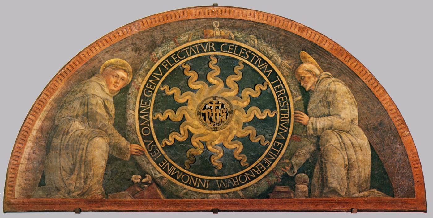 Monogramme du Christ avec les saints Antoine et Bernard