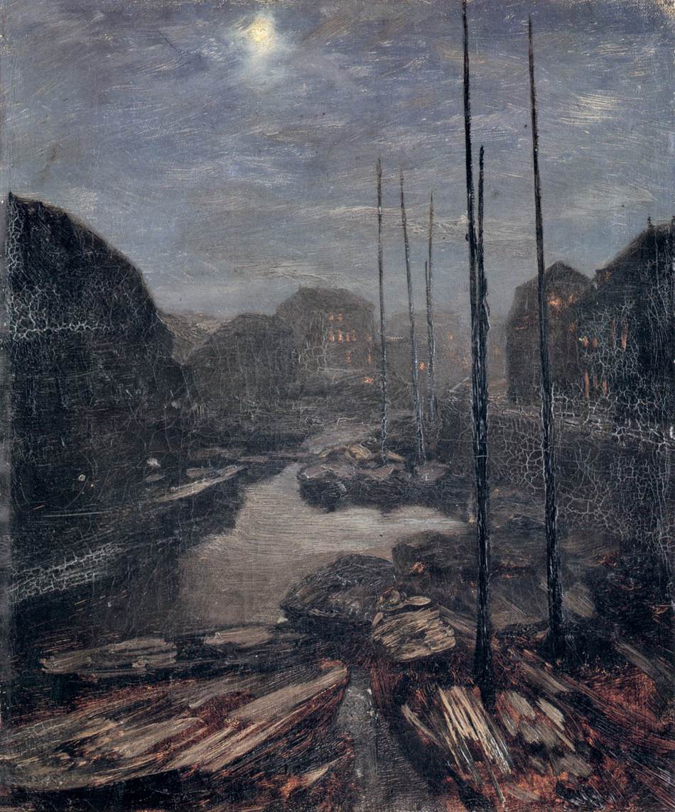 Clair de lune sur le Friedrichskanal dans le vieux Berlin