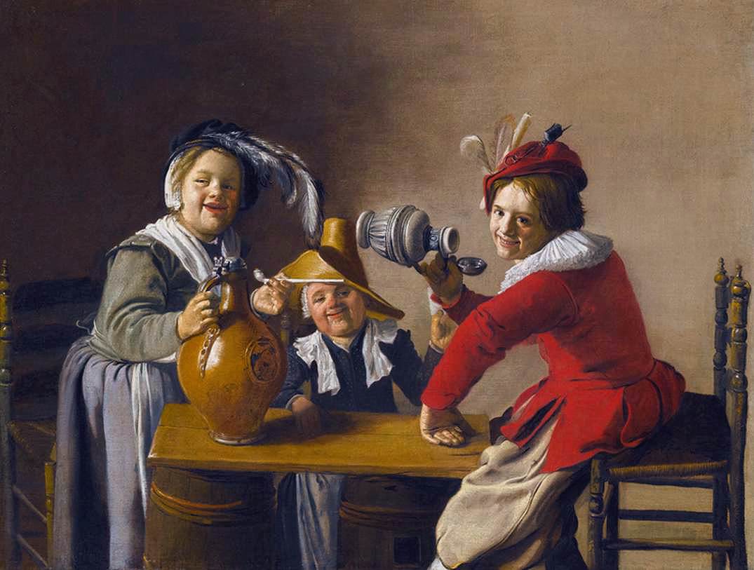 Intérieur avec des enfants buvant et faisant des bêtises