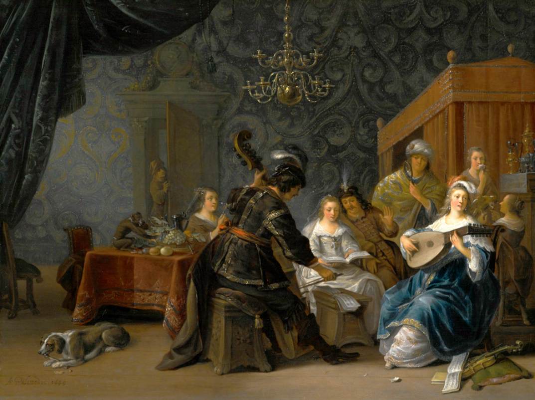 Fête musicale avec une allégorie des cinq sens
