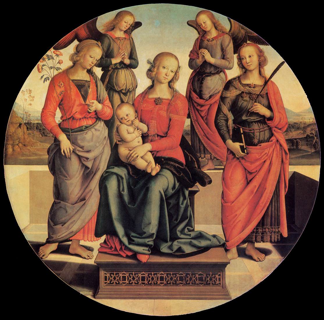 Vierge à l'Enfant en majesté entourée d'anges et de saints