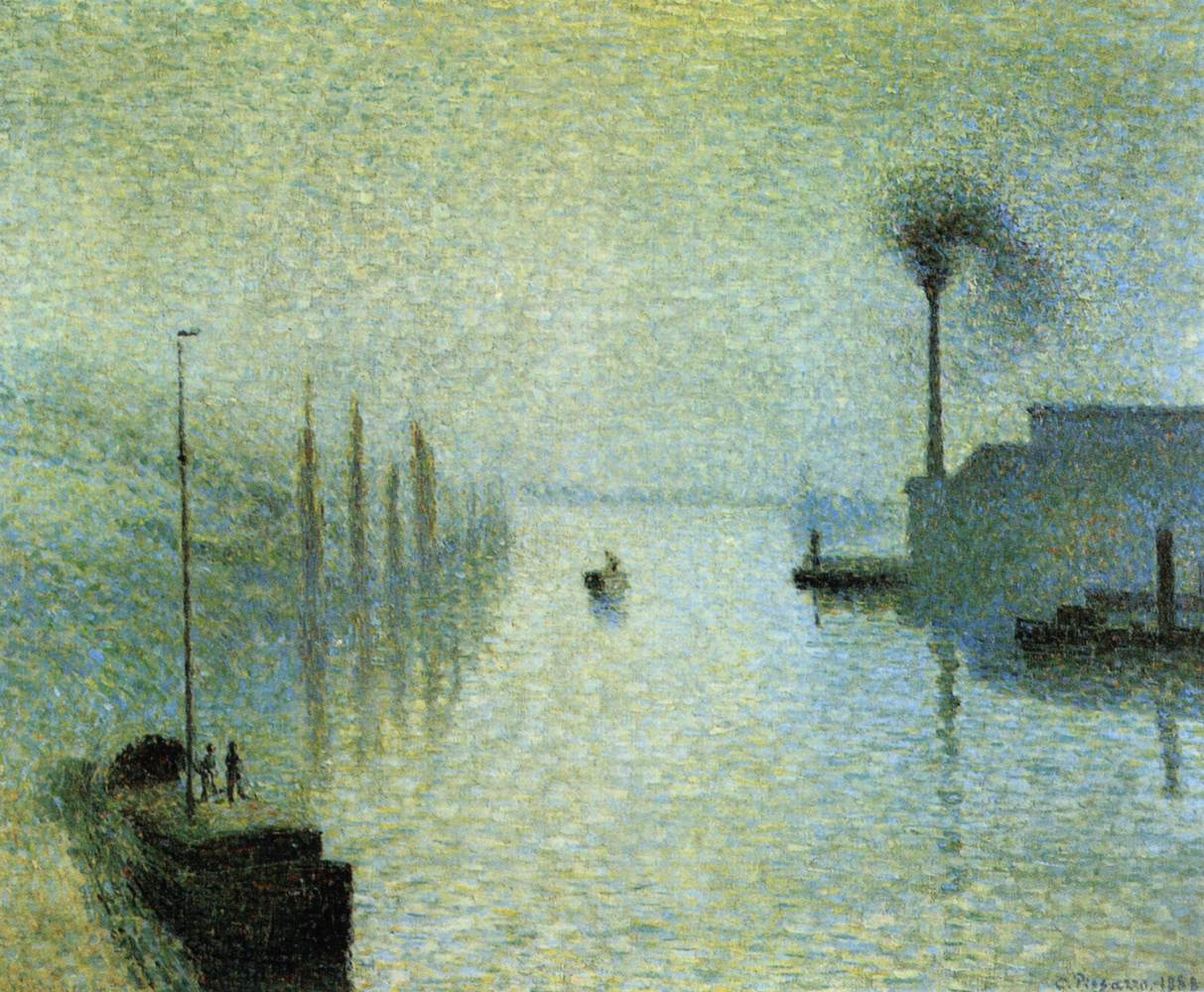 Île Lacroix, Rouen — effet de brouillard