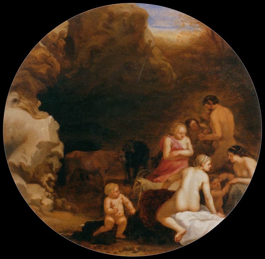 Nymphes et satyres à l'entrée d'une grotte