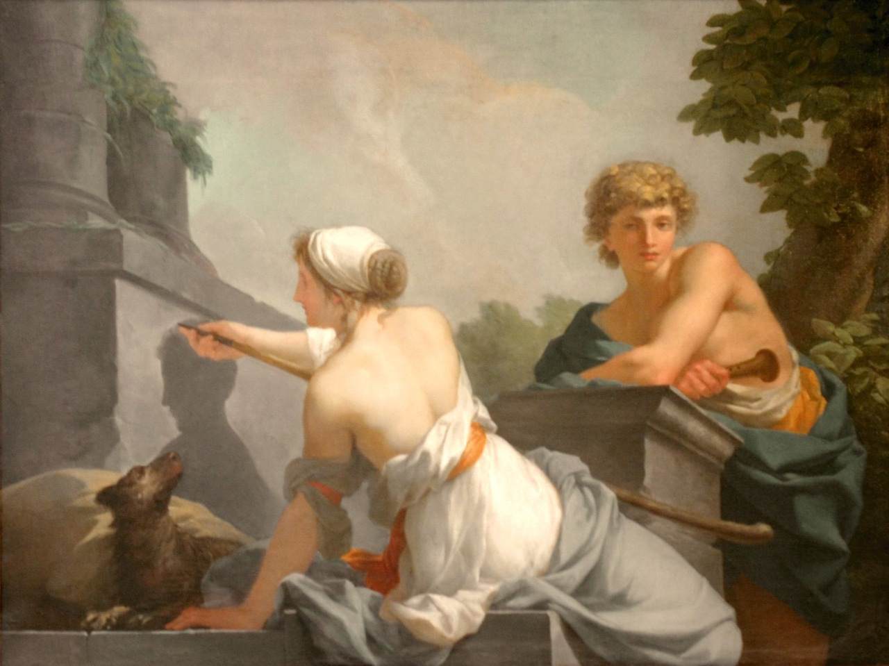 L'Origine de la peinture : Dibutades traçant le portrait d'un berger