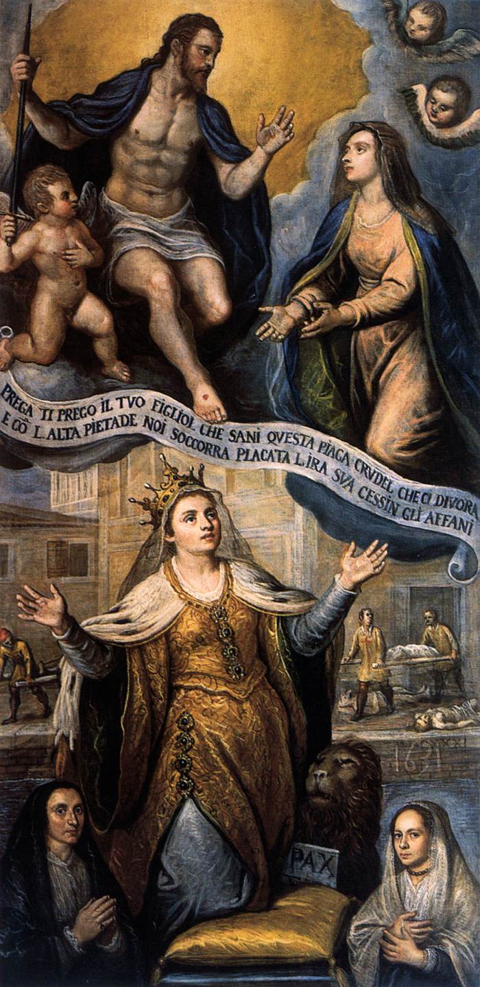 La Vierge intercédant auprès du Christ pour la cessation de la peste
