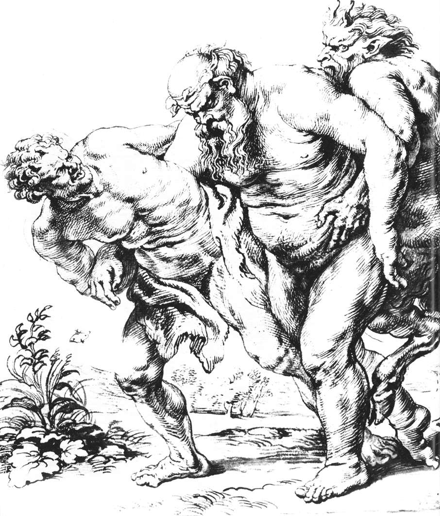 Silenus (ou Bacchus) et des satyres