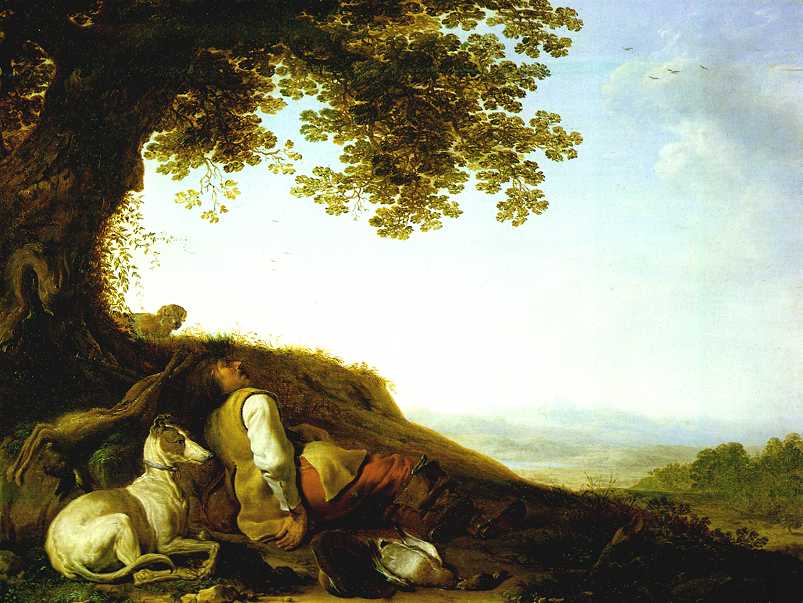 Chasseur dormant sur une colline