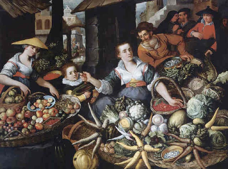 Étal de fruits et légumes sur un marché
