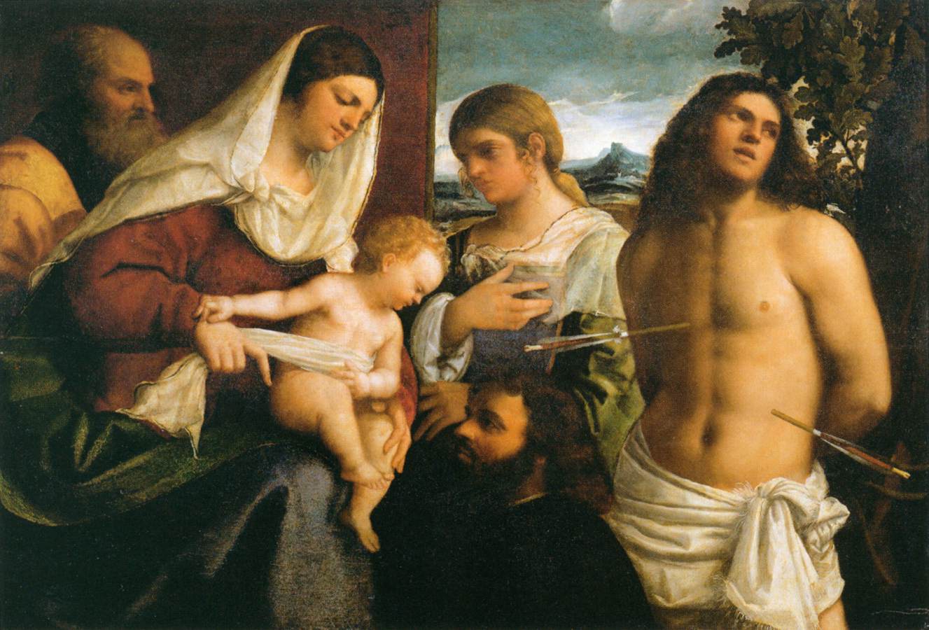 La Sainte Famille avec sainte Catherine, saint Sébastien et un donateur