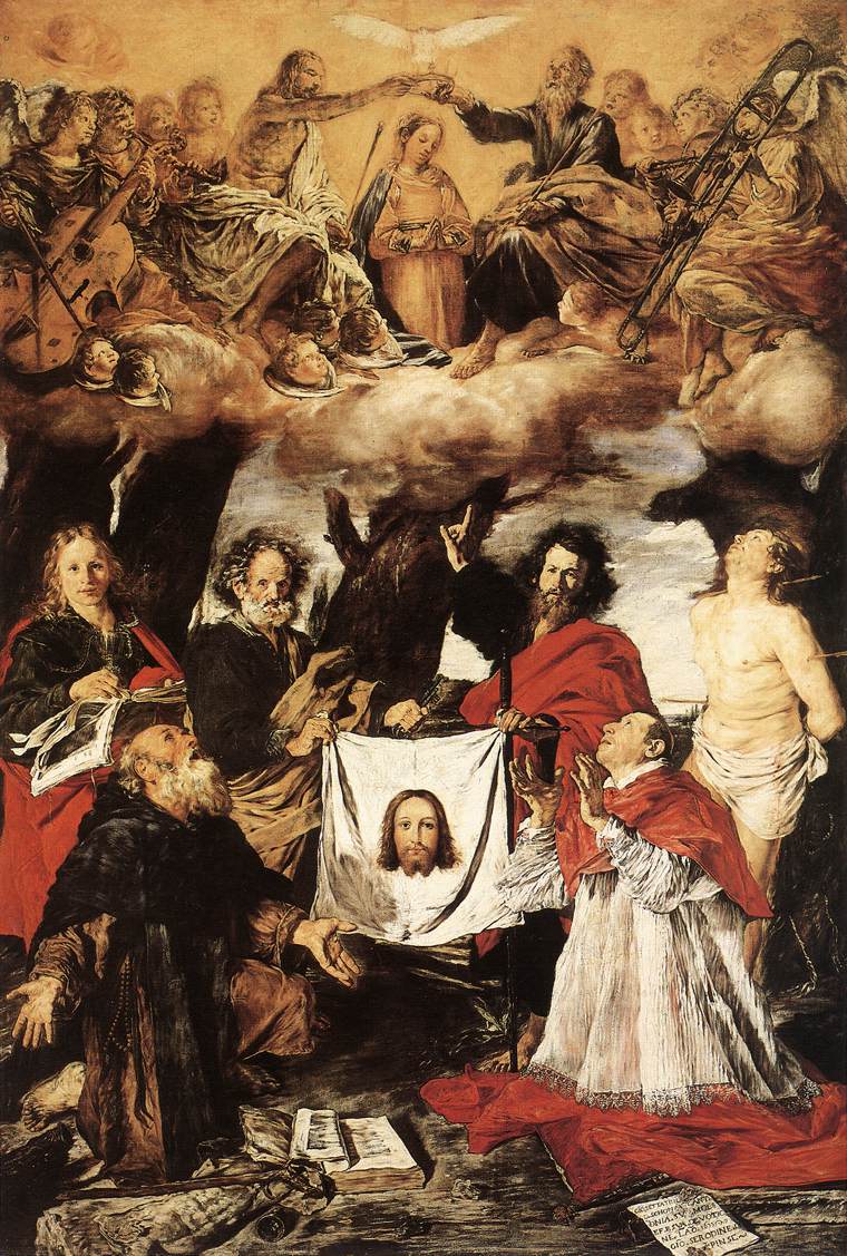Le Couronnement de la Vierge avec des saints