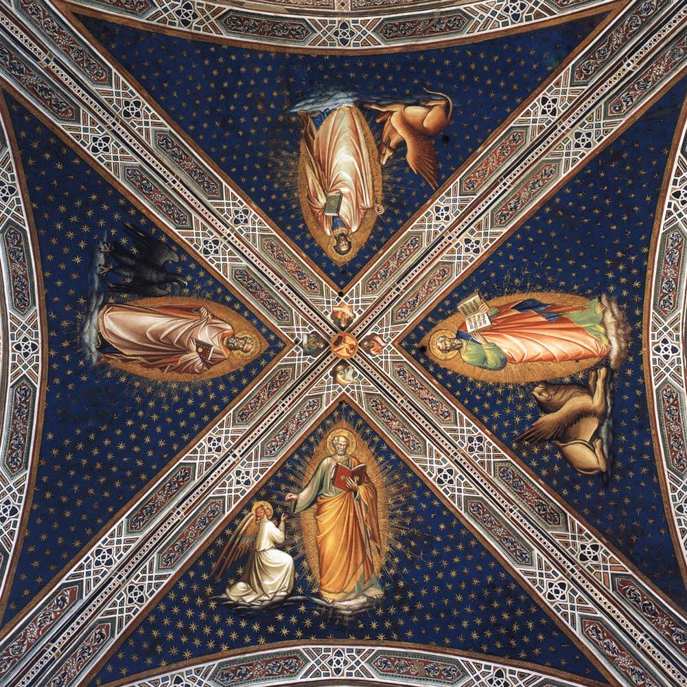 Quatre évangélistes avec leurs symboles (fresque de la voûte)
