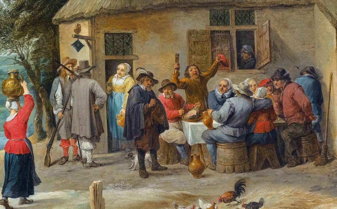 Auberge de campagne avec des fêtards (détail)