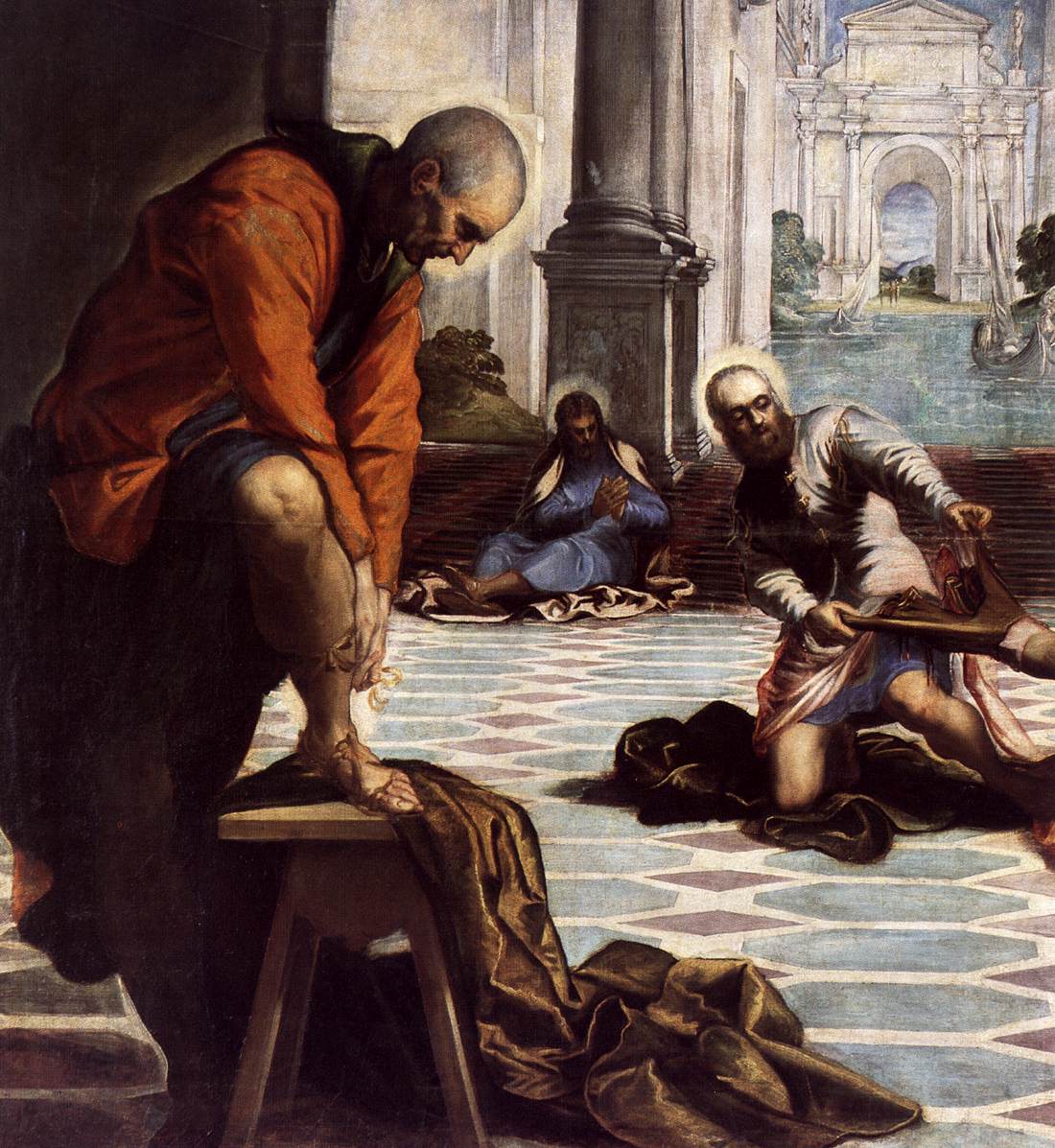 Le Christ lavant les pieds de ses disciples (détail)