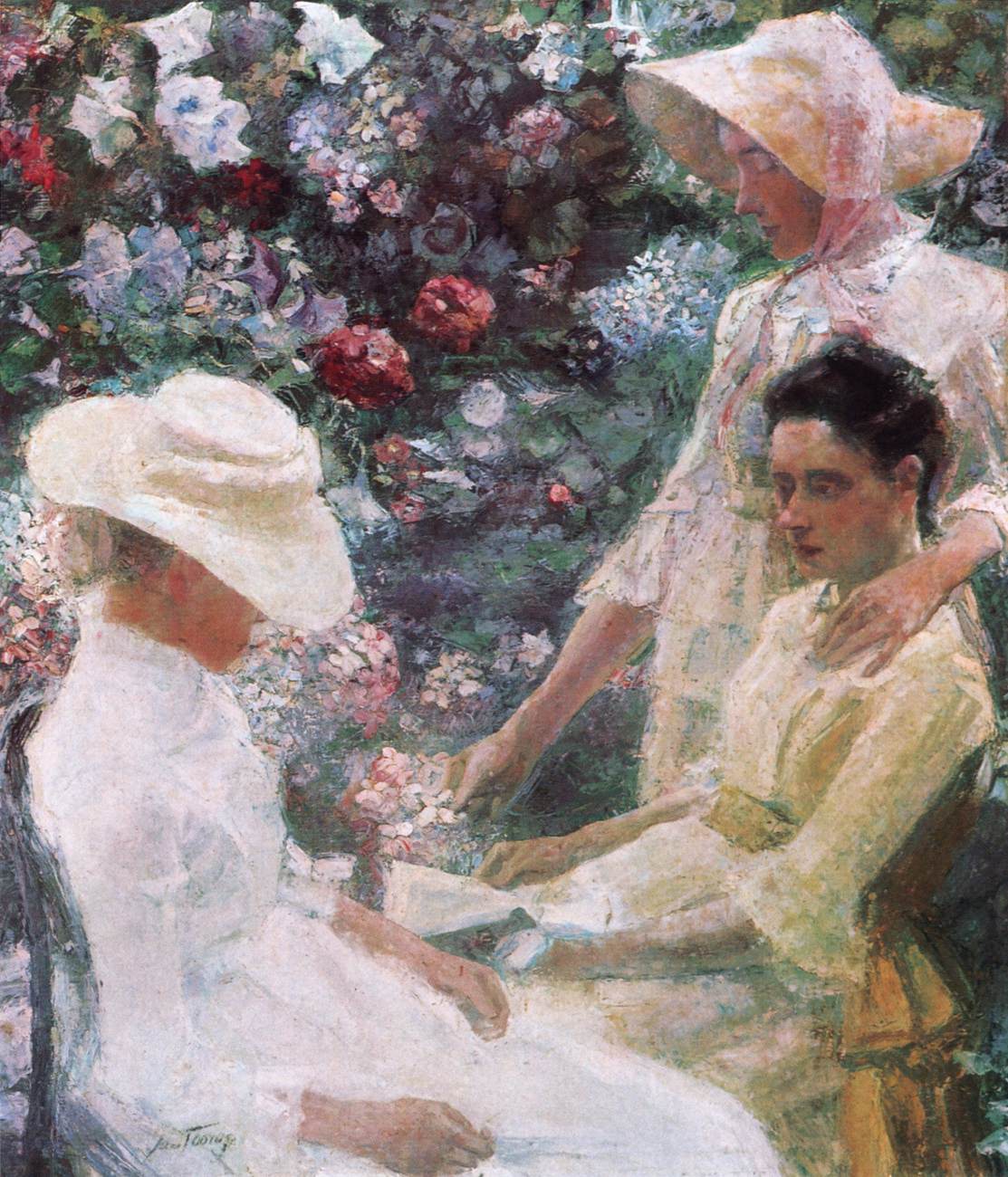 Trois femmes avec des fleurs