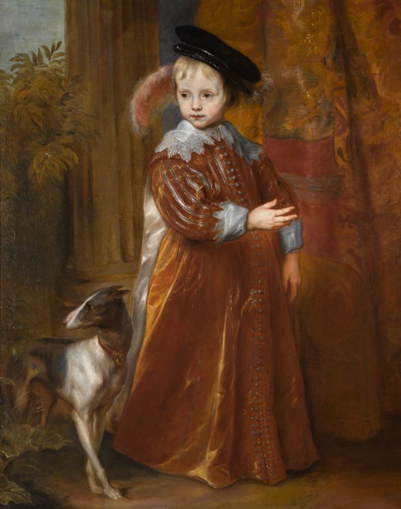 Portrait du prince Guillaume II d'Orange en jeune garçon avec un chien