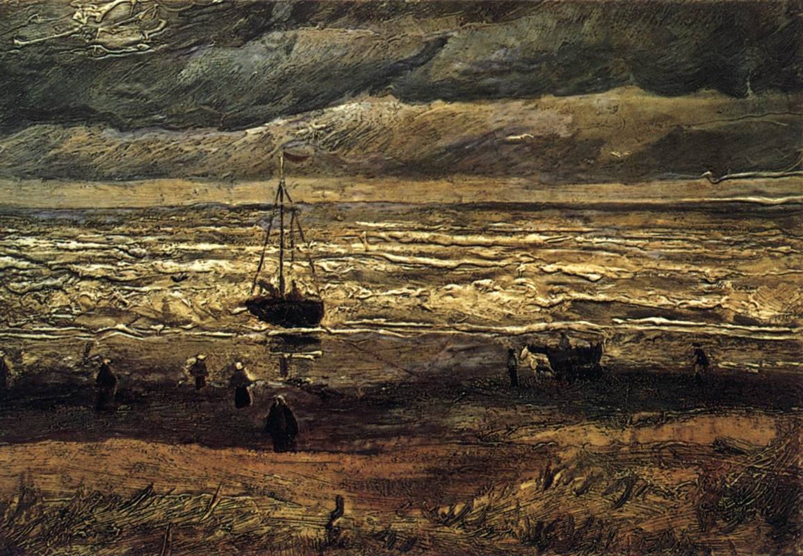 Plage de Scheveningen par temps orageux