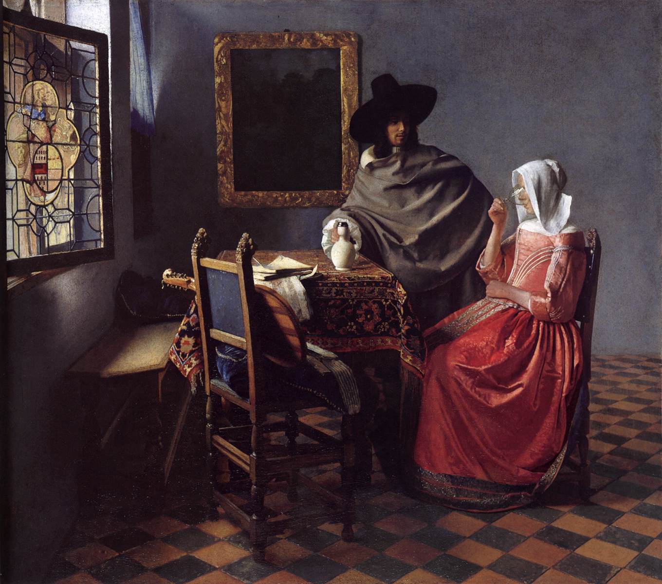 Une dame buvant et un gentleman