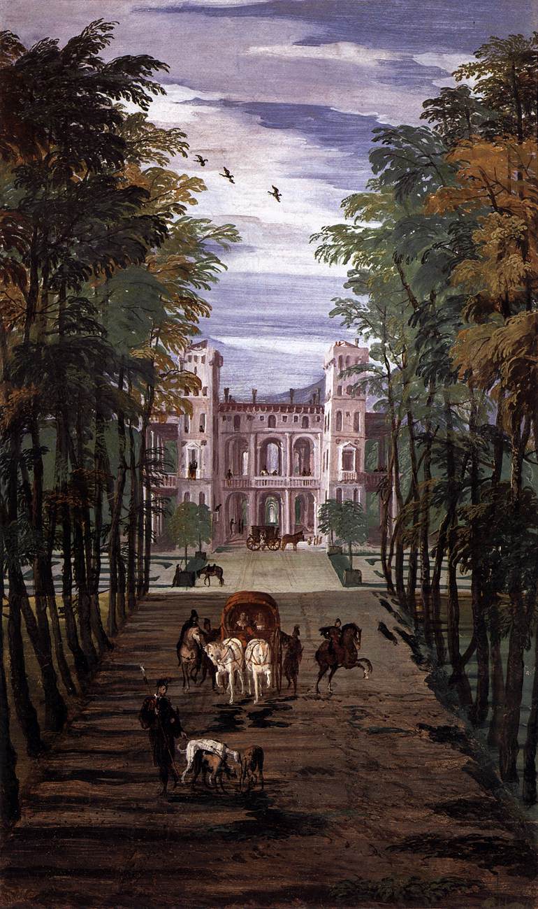 paysage avec Villa and Carriages (detail)
