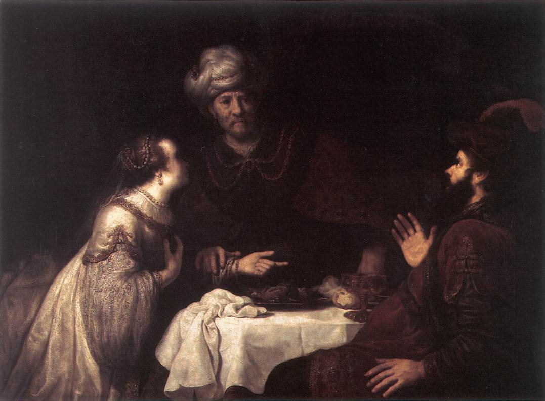 Esther et Haman devant Assuérus