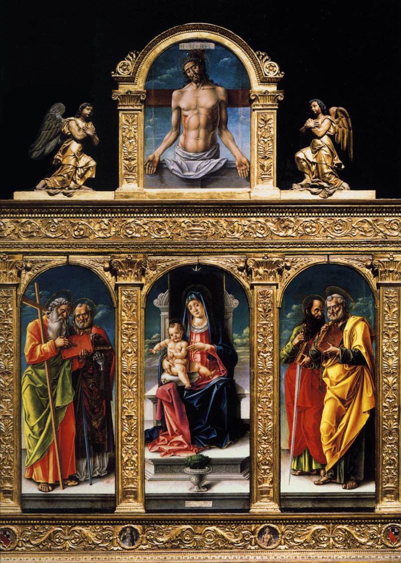 Vierge trônante avec l'Enfant et des saints (polyptyque)