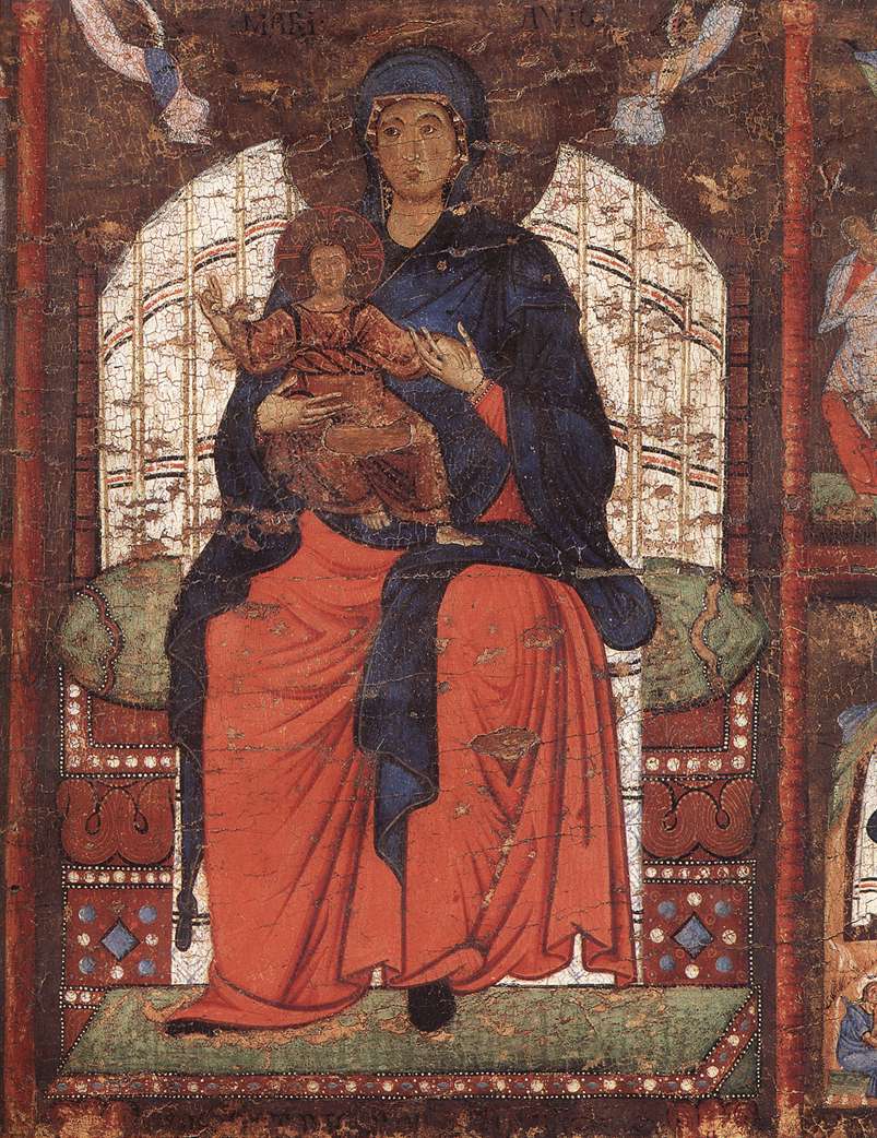 Vierge à l'Enfant trônante avec des scènes de la vie de la Vierge (détail)