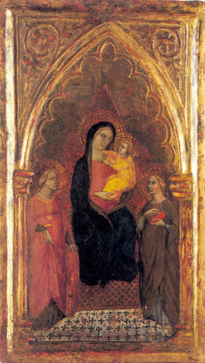 Vierge trônante entre deux saintes