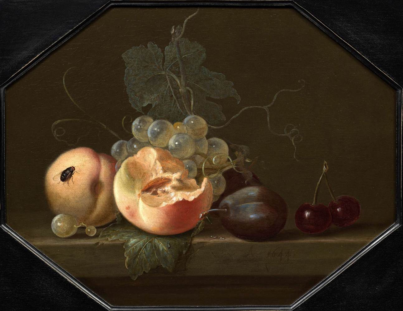 Nature morte aux pêches et aux prunes