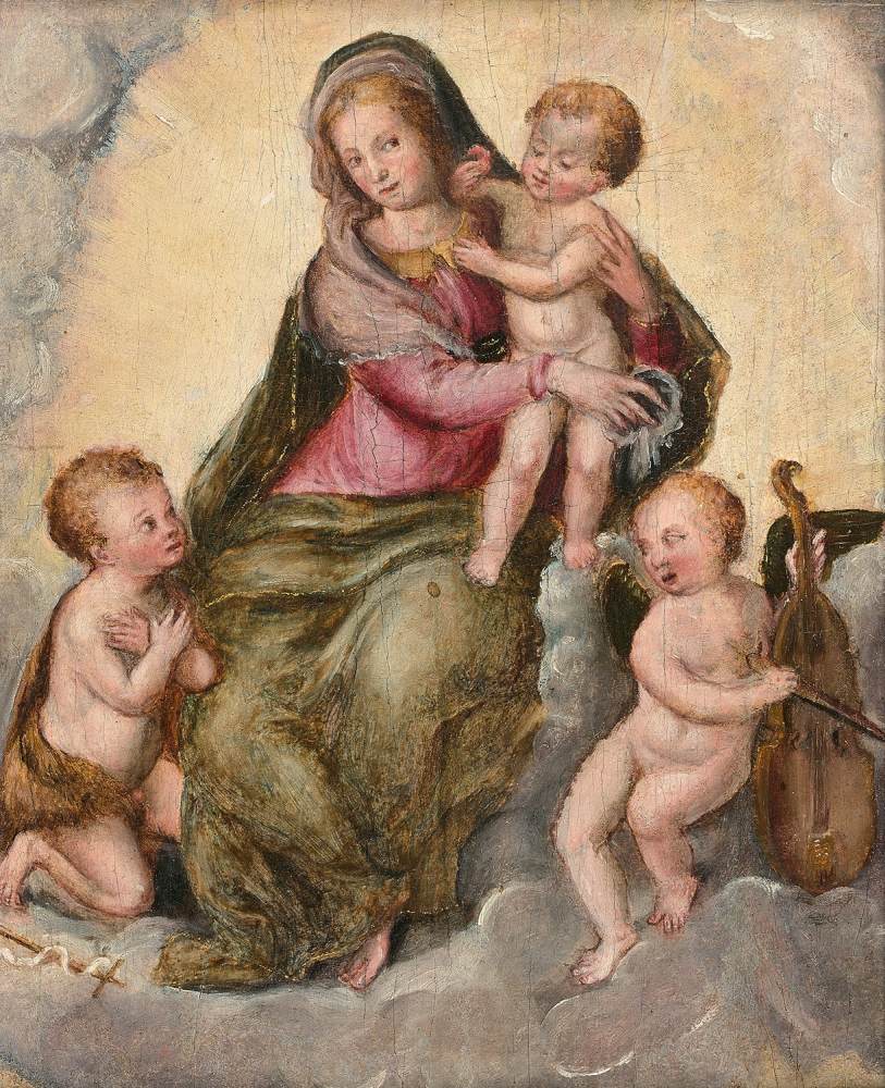 Vierge à l'Enfant avec saint Jean-Baptiste et un ange musicien