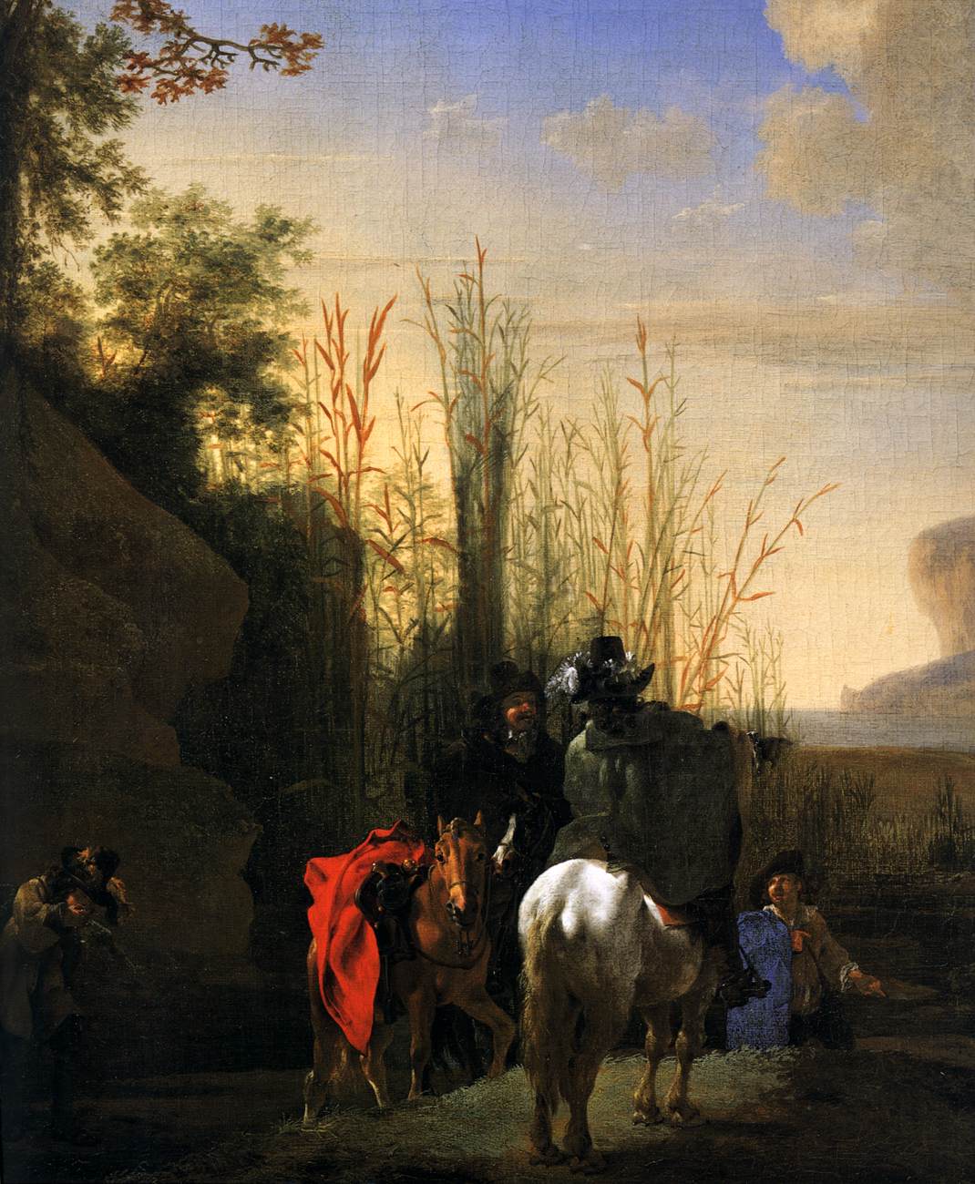Scène côtière avec cavaliers au repos (détail)