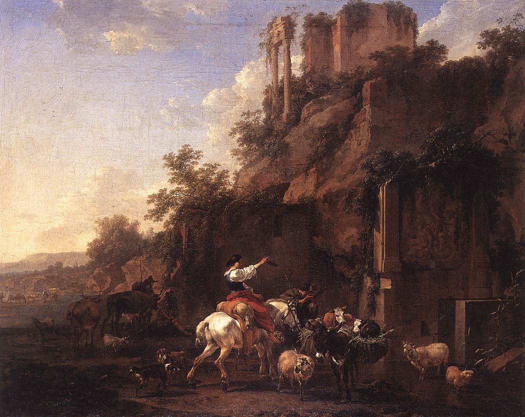 Paysage rocheux avec ruines antiques